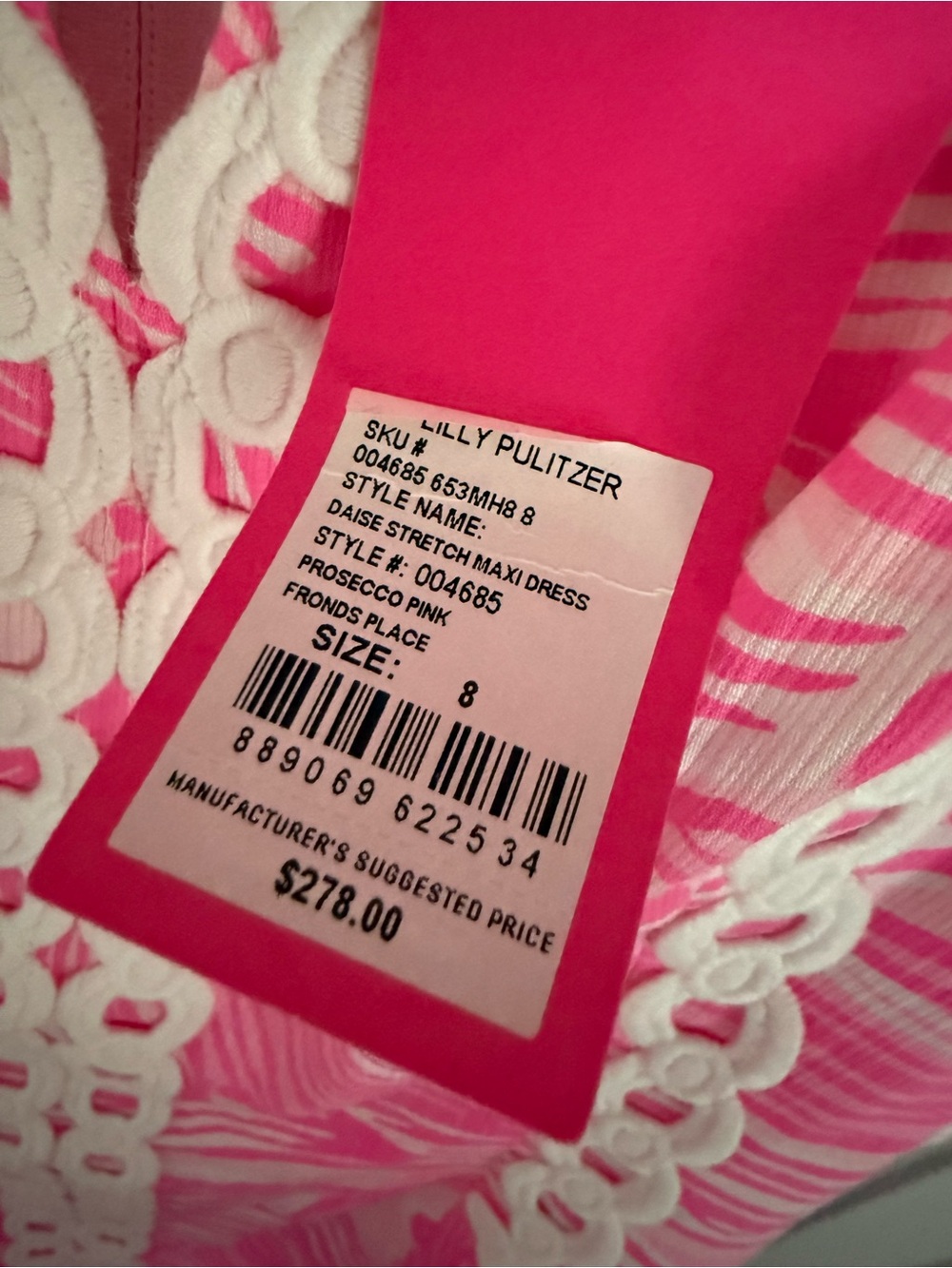 Lilly Pulitzer Daise Stretch Maxi Drink in Prosecco Pink Fronds Place - Picture 4 of 5